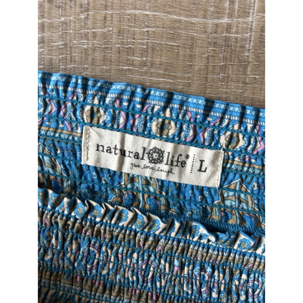 Natural Life Maxi Skirt Womens Sz Large Floral Long Cottage Boho Artsy Smocked - Picture 3 of 11